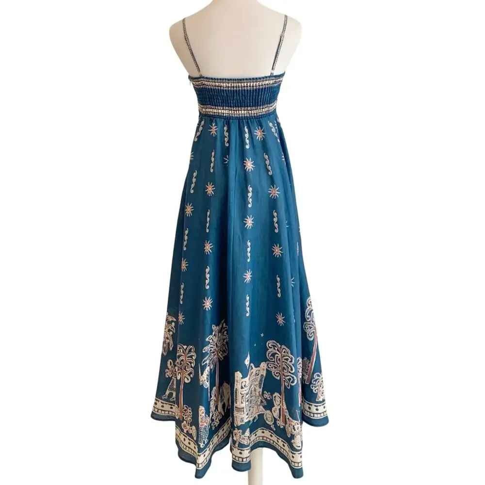 Alemais Acacia printed linen midi dress - Picture 4 of 7